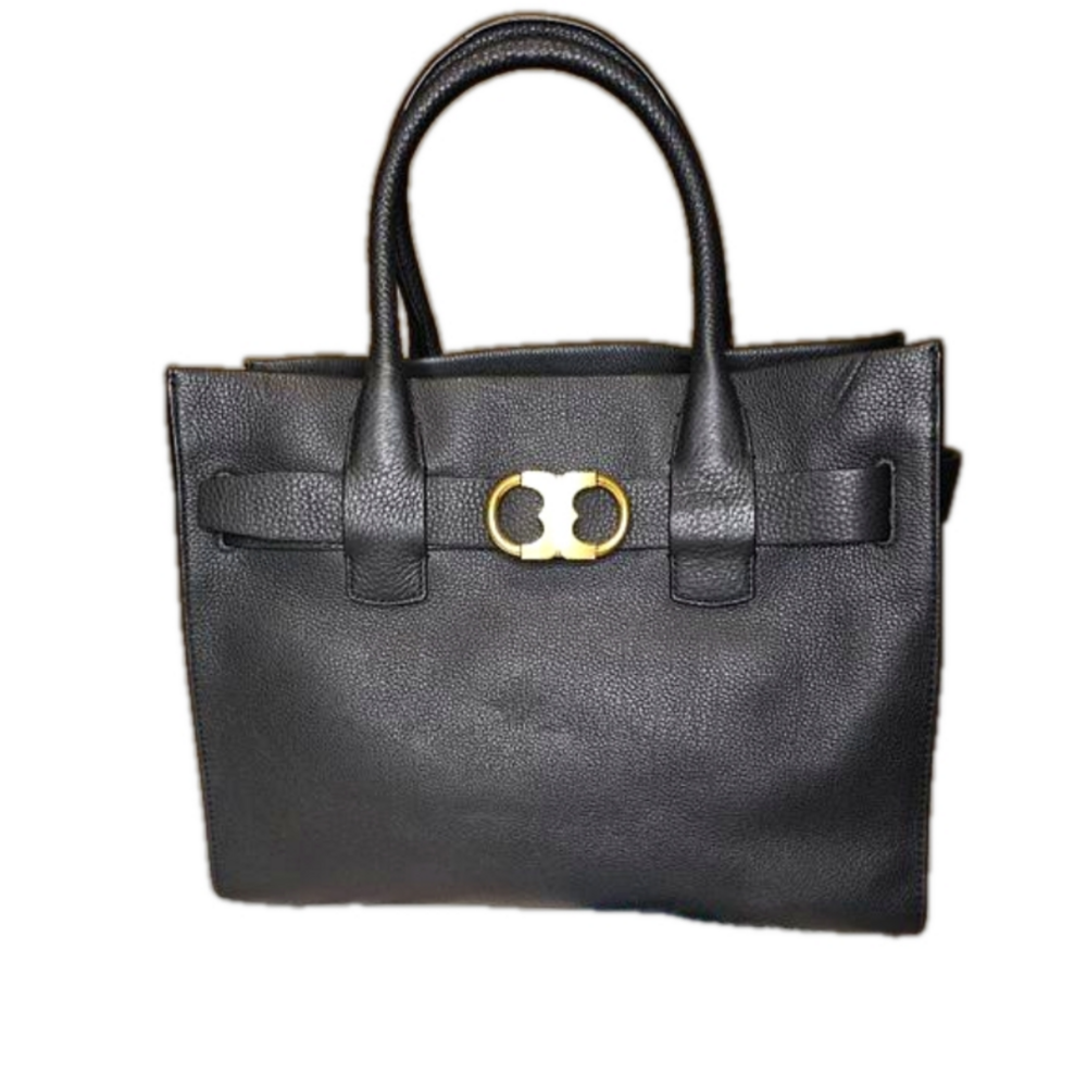 Tory Burch Gemini Black Pebbled leather medium Tote
